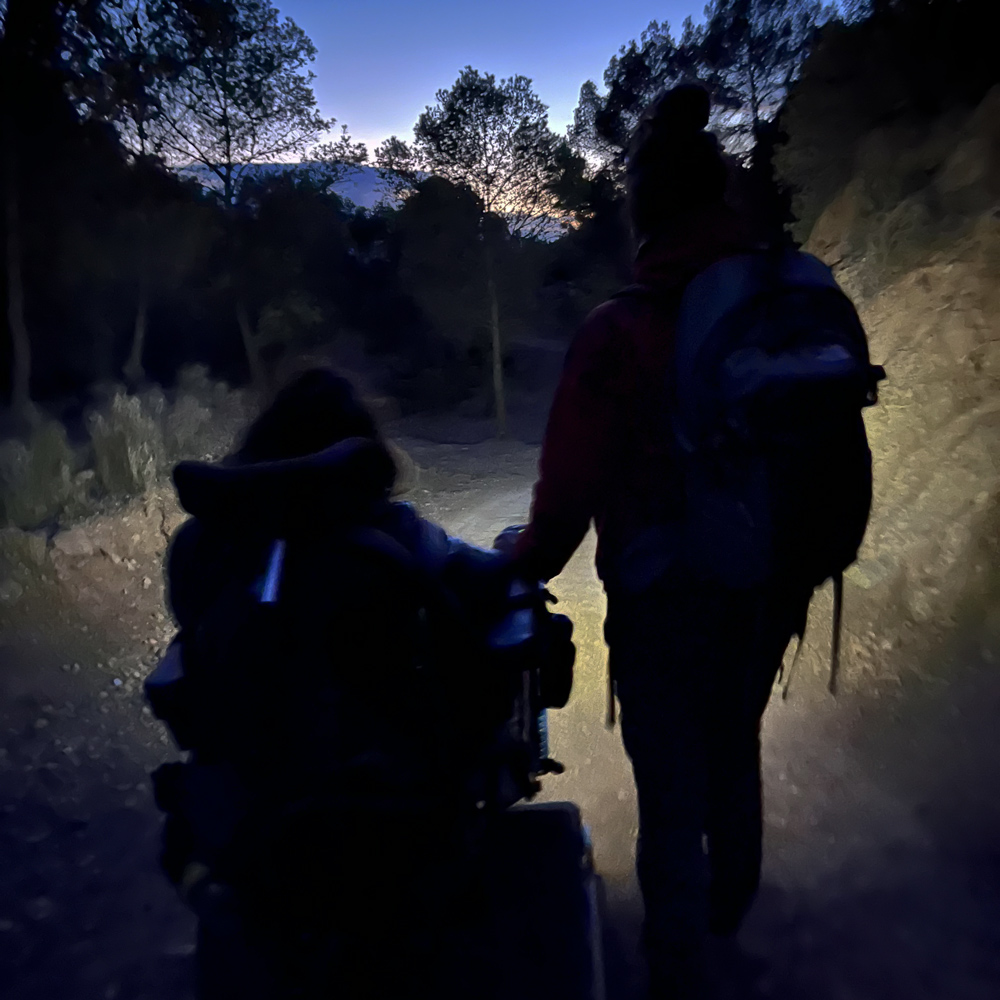 Ruta nocturna por el monte gracias a nuestra silla de rueda motorizada